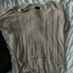 Sparkle and fade light knit cream beige short sleeve sweater urban outfitters